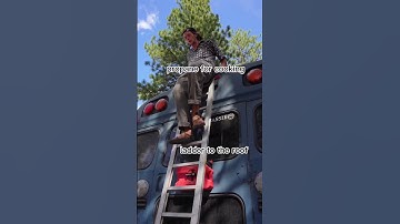 Skoolie bumper extension with motorcycle #busconversion #buslife #skoolieconversion