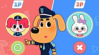 Who is the Best? Sheriff Papillon or Little Bunny - Help Little Cop to Win the Game - Babybus Games