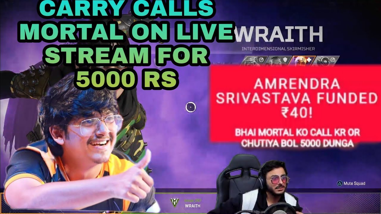 CARRY CALLS MORTAL FOR 5000RS | CARRY IS LIVE | CARRY CALL MORTAL ON LIVESTREAM | CARRY FUNNY MOMENT