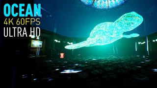 OCEAN. SEA TURTLE. ART INSTALLATION 4K 60FPS (ULTRA HD)