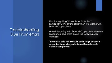 BluePrism Internal errors Cannot create ActiveX component