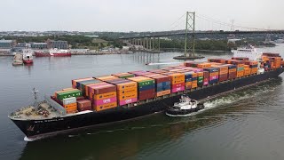 Awesome 4K View! Container Ship NYK ROMULUS Under MacKay Bridge - Inbound into Halifax, Nova Scotia