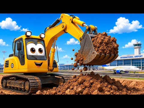 Big Digger, Cement Mixer & Airplane Song for Toddlers 🚜 'If You're Happy and You Know It Melody'
