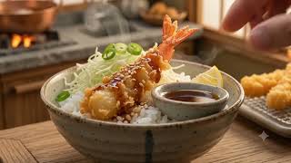 Miniature shrimp tempura cooking
