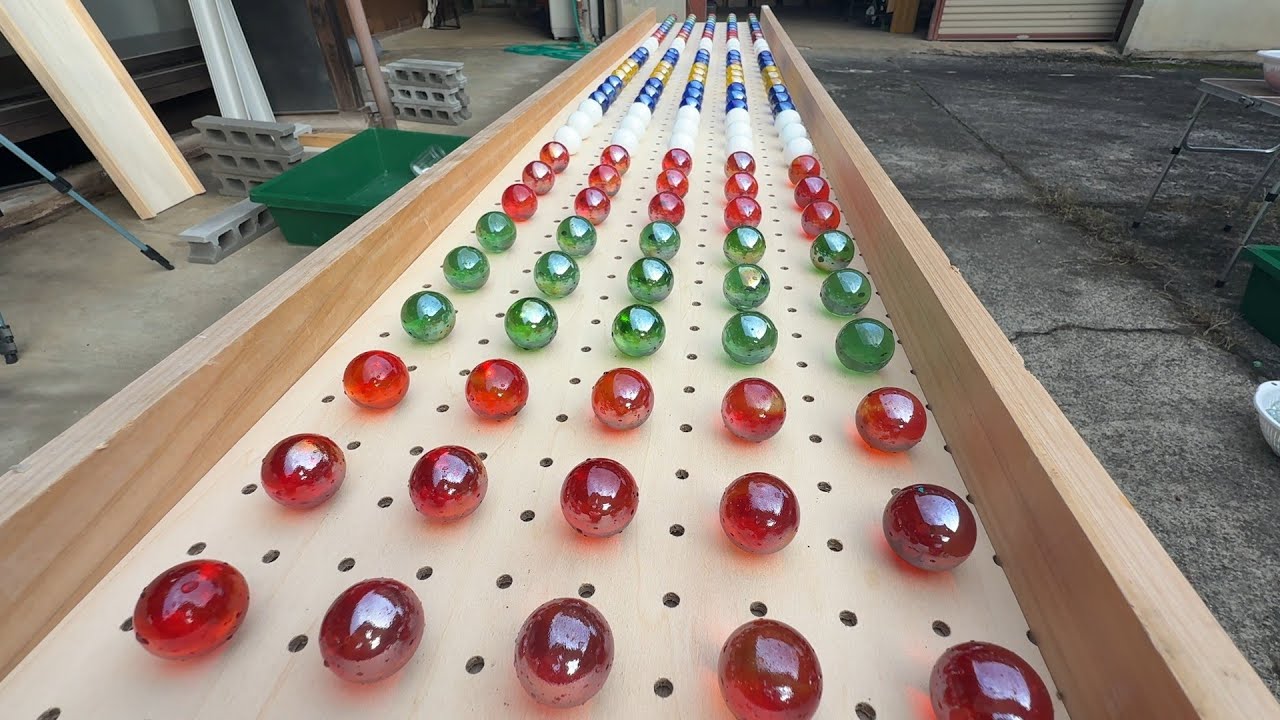 マーブルラン149 marble run 直線マーブルラン　ビー玉とスロープの競演　美しいコース　お楽しみムービー