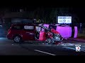 9 hurt in crash between 2 minivans