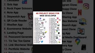 40 projects ideas for web developer #webdesign #webdevelopment #webdesigner #ashwininetake #ashn24