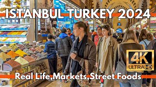 Istanbul turkey 2024 Real Life,Markets,Street Foods in Sirkeci,Egyptian Bazaar | 4K Walking tour