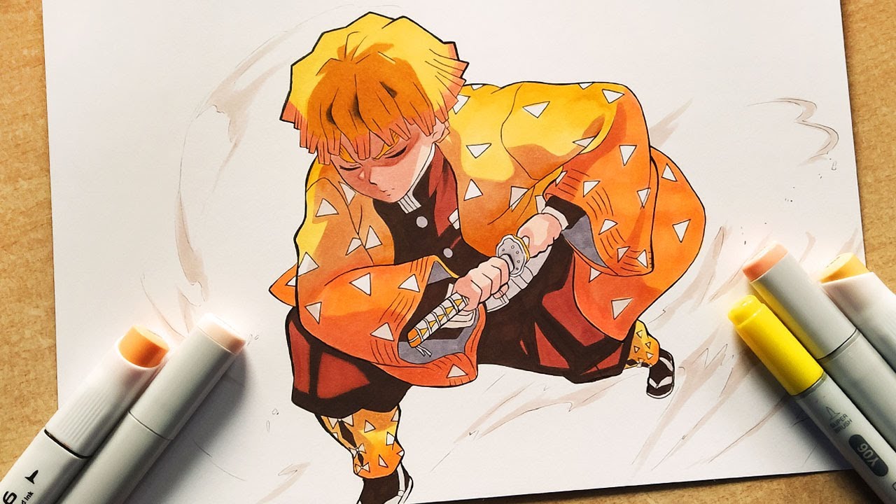 How to Draw Zenitsu - Demon Slayer | Step By Step Tutorial - YouTube