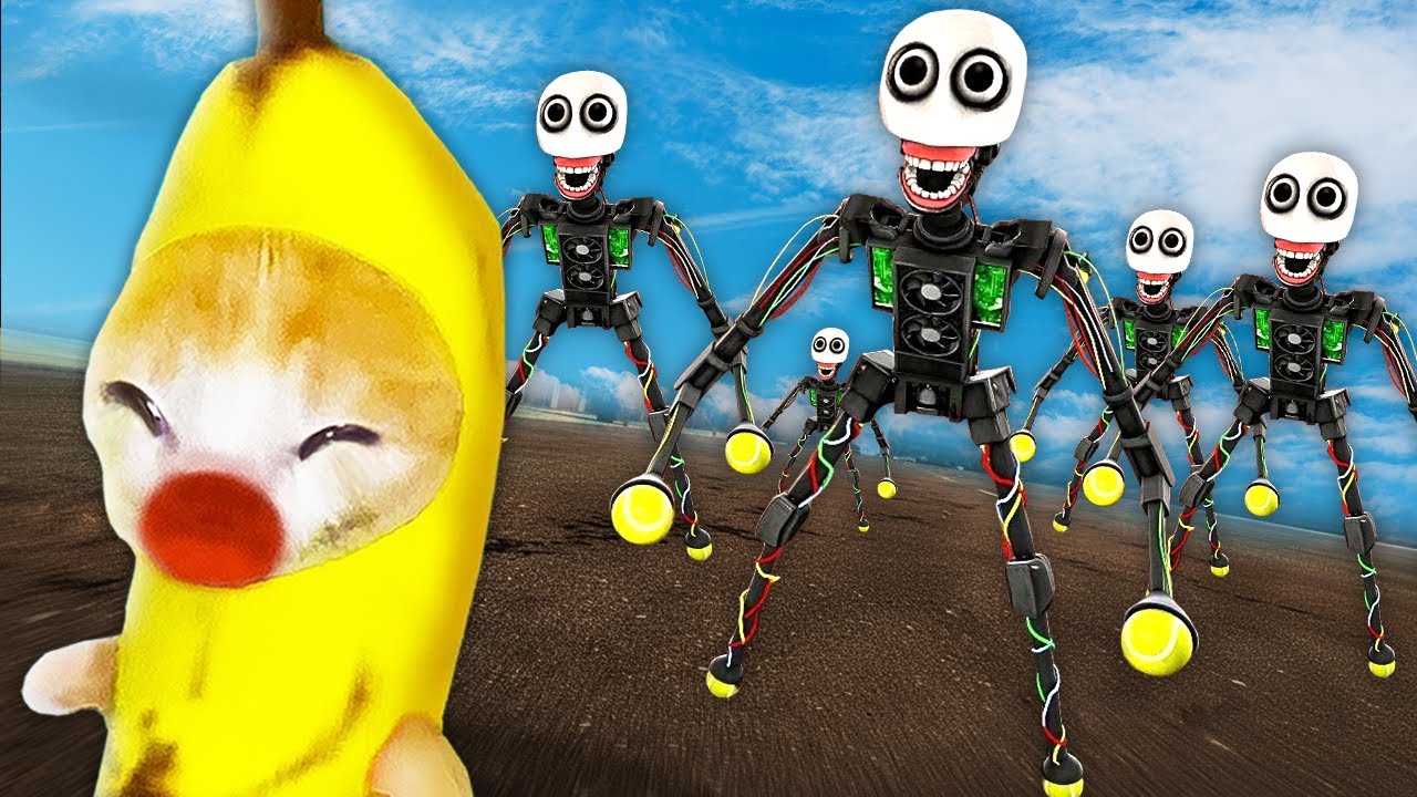 Banana Cat Hunted by E.L.B.E.R.R ROBOTS ARMY 🤖 Baby Banana Cat Compilation | Happy Cat Crying MEME 😿