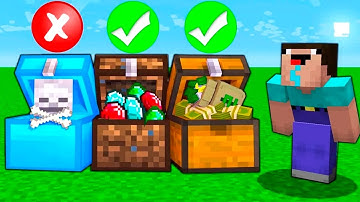 Minecraft NOOB vs PRO: CAN NOOB CHOOSE RIGHT SECRET CHEST TO SURVIVE? 100% trolling Animation