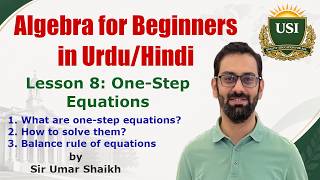 One-Step Equations in Algebra for Beginners in Urdu/Hindi (L8)