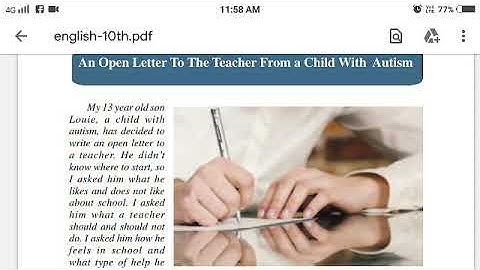 An Open Letter To The Teacher From a Child With Autism.Part -1, Unit 3, Reading C,10th Flight.