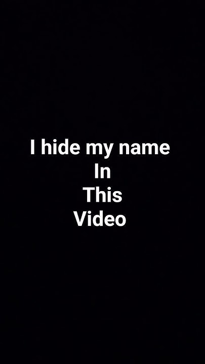 I hide my name - YouTube