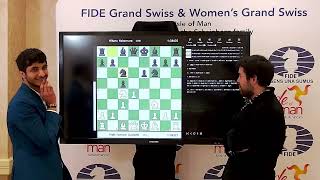 Hikaru Nakamura and Vidit Gujrathi analyse their game in the live broadcast | FIDE Grand Swiss