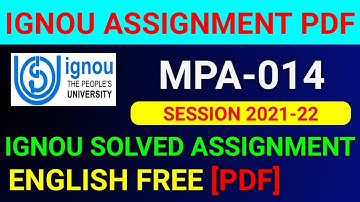 MPA-014 Solved Assignment 2022, MPA 14 Solved Assignment 2021-22 in English, MPA 14 Assignment