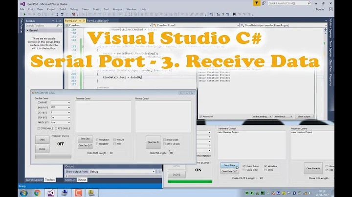 Visual Studio C# Serial Communication (Serial Port) tutorial 3.Receive Data (3/13)