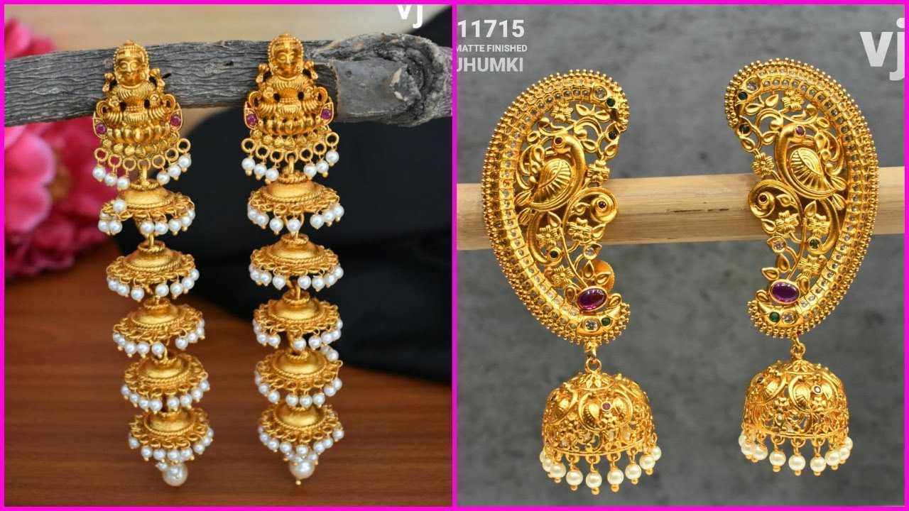 1 Gram gold earrings with price || matte finish jhumkas online sale || online earrings - YouTube