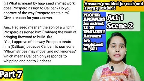 The Tempest : Act 1 Scene 2 , workbook Answers - part 7 (Extract 13)