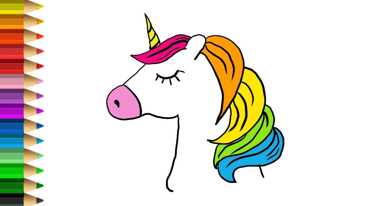 How to Draw a cute Unicorn easy step by step | Cara menggambar Kuda ...
