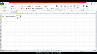 DSS Online Education Ms Excel Tutorial part-1