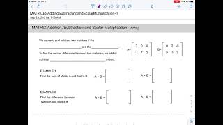 Matrix addition, subtraction, and scalar multiplication