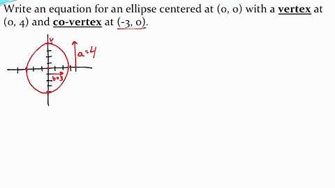 Writing the equation of an ellipse given the center, vertex, and co-vertex