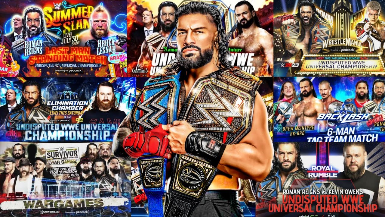 Tribal Cheif Roman Reigns Undisputed WWE Universal Championship Title Reign Official Match Cards