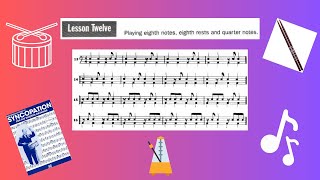 Syncopation by Reed (Lesson 12, Page 31, Number 13 - 24) - Practice with Me! #drums #drummer #drum