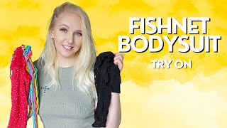 4K Fishnet Bodysuit Try On With Mirror | Natural Mom Bod | Aspen Sage