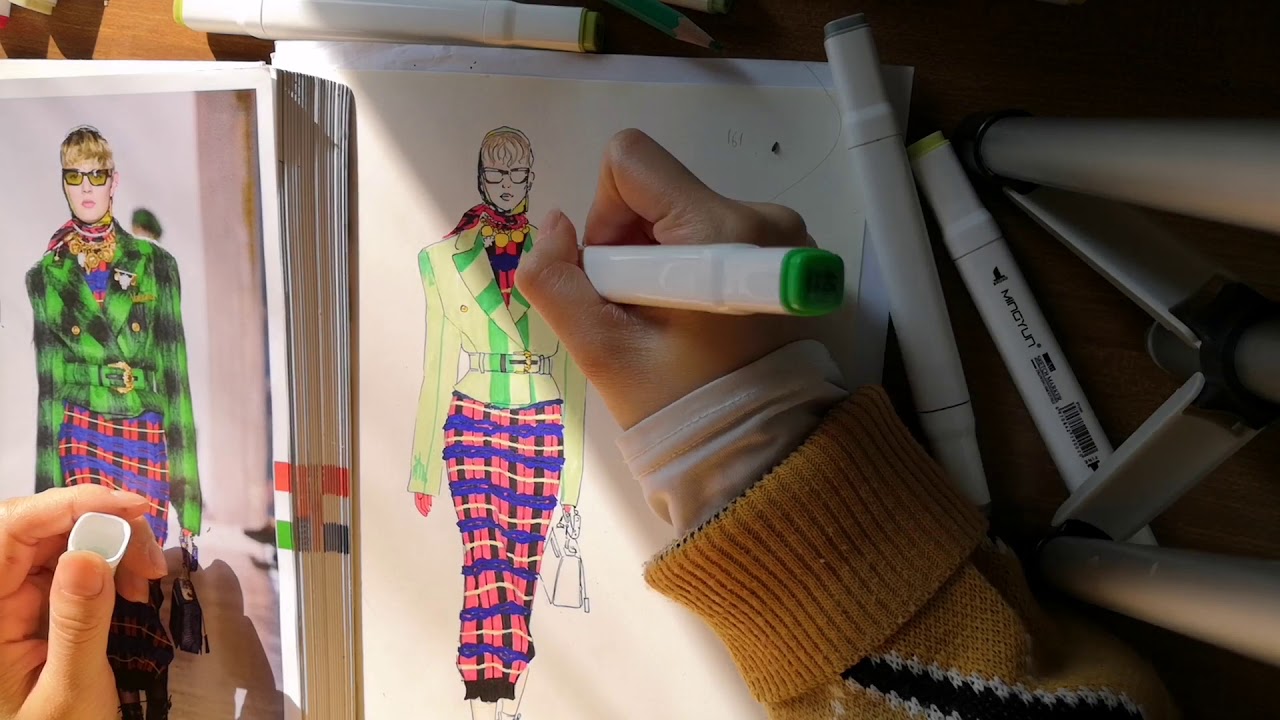 How to draw Fashion Illustration :Versace fall 2018 