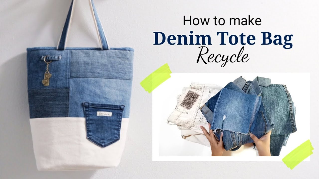 How to make sew denim tote bag zipper | tutorial | sewing | easy | diy ...