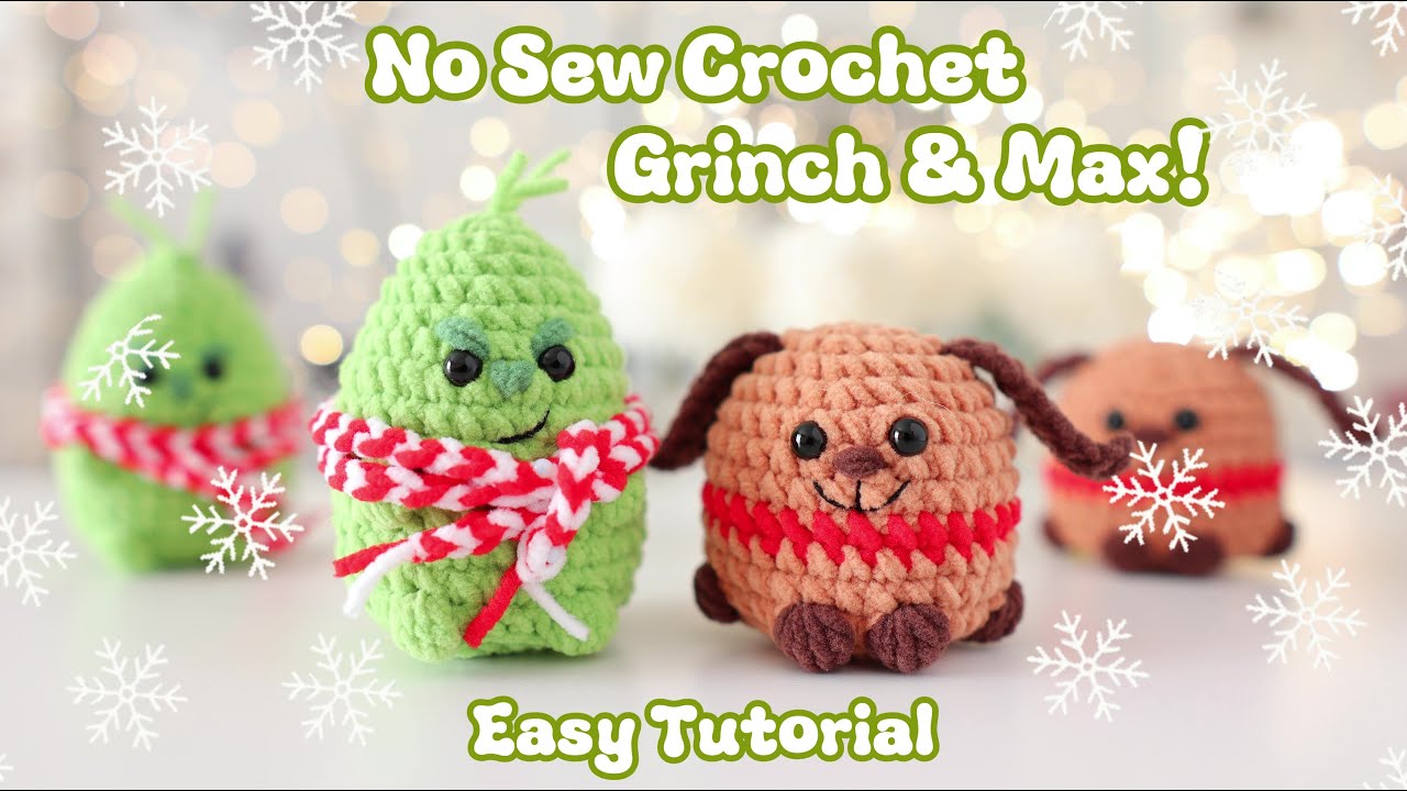 How to Crochet Grinch and Max Keychain💚🐶No Sew Beginner-Friendly Crochet Tutorial l KumoAmu