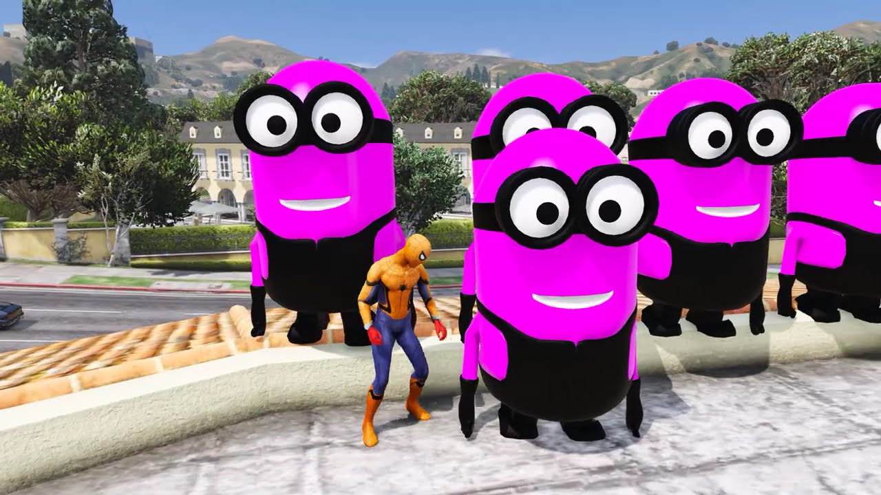 GTA 5 Epic Ragdolls RED SPIDERMAN VS RED MINION VS GREEN MINIONEuphoria Physics & Funny Fails (05)