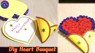 Beautiful diy paper heart bouquet / Anniversary gift ideas /how to make paper heart bouquet...