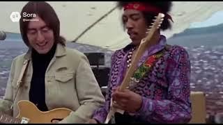 John Lennon & Jimi Hendrix Jam at The Famous Woodstock Festival 1969 With Charlie Watts on Drums