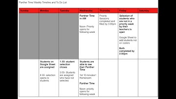 Panther Time Responsive Schedule for Students