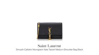 Mau jual tas branded second? Saint Laurent Calfskin Monogram Kate Tassel Medium Shoulder Bag Black