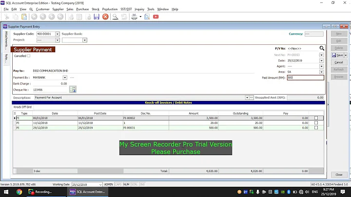 3.3 Supplier Payment in SQL Accounting System