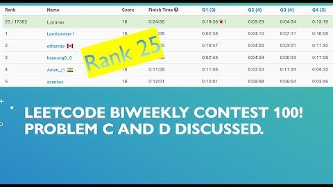 Leetcode Weekly Biweekly contest 100 | rank 33