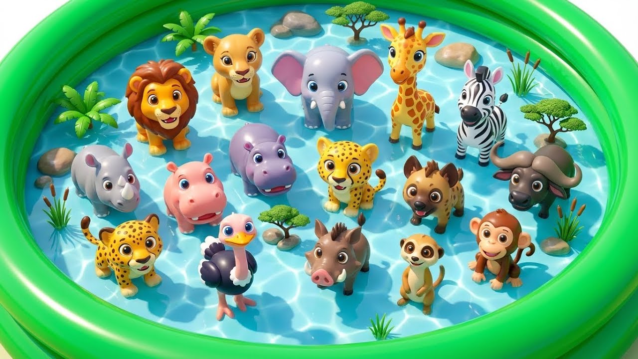 Safari Animals for Kids: Lion, Bear & Hippopotamus Adventure | Wild Animals Learning for Toddlers