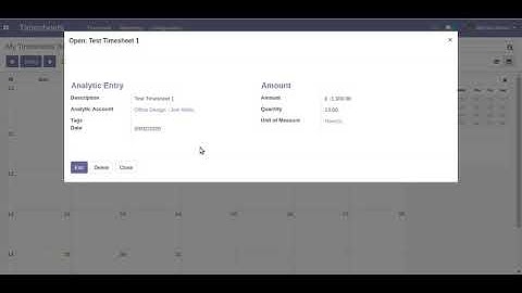 Timesheet Calendar Odoo, Timesheet Management Odoo v12