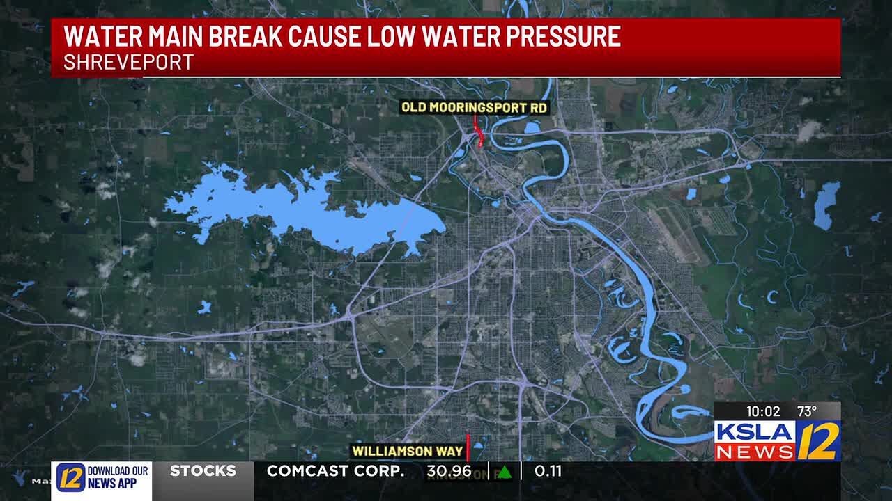 Water main break cause low water pressure in Shreveport - YouTube