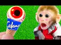 🐵Monkey baby Bi Bon opens a box of alien ice cream Eyeball Jelly candy | Animals Home Monkey Video