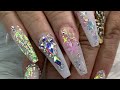 Watch me work | Pink winter frost acrylic nails