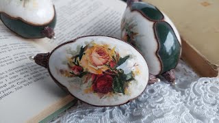 Decoupage eggs with flower pattern 💐🌹- #Decoupage easter eggs #DIY #decoupage tutorial 🎨