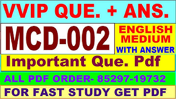 MCD 002 important questions with answer in English | mcd 002 Previous Year Question Paper