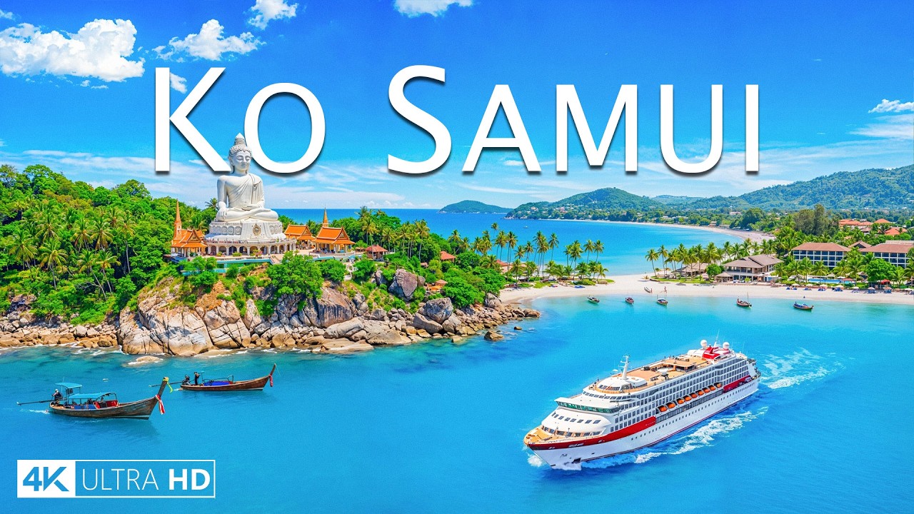Ko Samui 4K Drone Footage | Turquoise Shores and Lush Palm Coastlines 🌴🌊