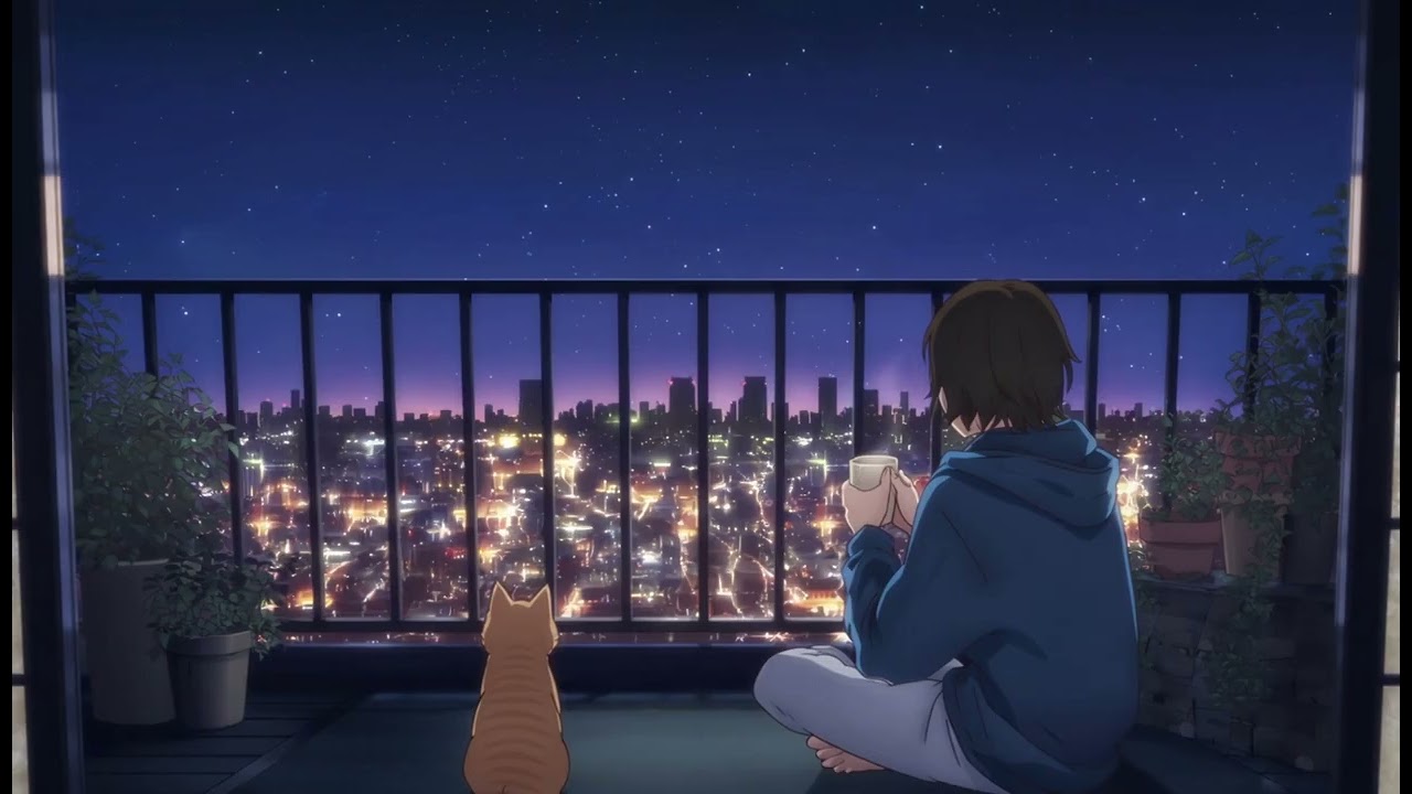 Quiet Night on the Balcony | Calm City Ambience for Background & Relaxation (8 Hours) (no ads)