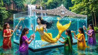 গ্রামের ৫ মেয়ে সোনালি মৎস্যকন্যার জন্য বানালো বিশাল হিরা জড়ানো একুরিয়াম 😱🧜🏻‍♀️💎| Village Story screenshot 5